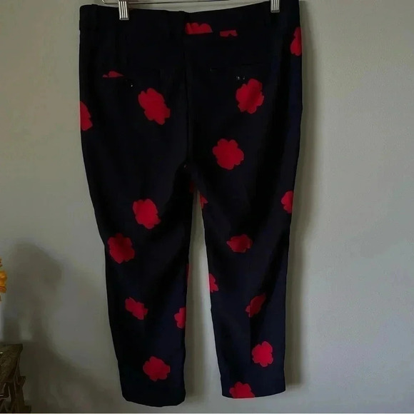 Banana Republic | Women Avery Navy Blue Red  Floral Straight Ankle - Picture 6 of 9